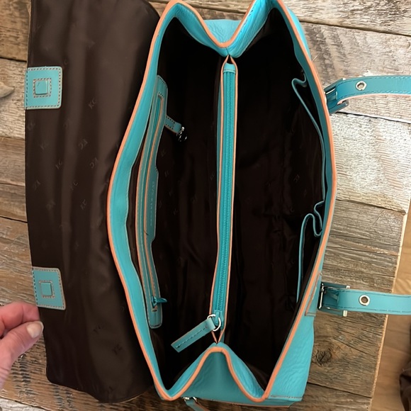 Kenneth Cole Turquoise Leather Handbag - Picture 11 of 12